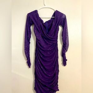 LOVE CULTURE OFF THE SHOULDER PURPLE BODYCON DRESS